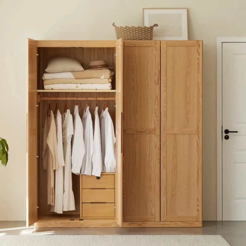 Unity Simple Hidden Door Solid Oak Wood Wardrobe