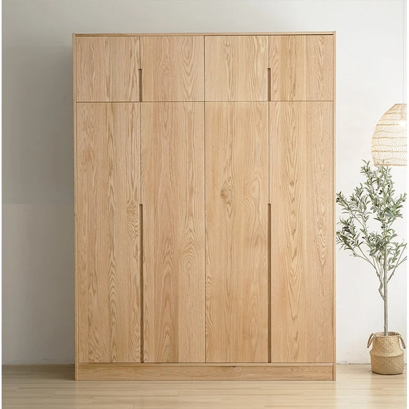 Lavish Custom White Oak Wood Wardrobe