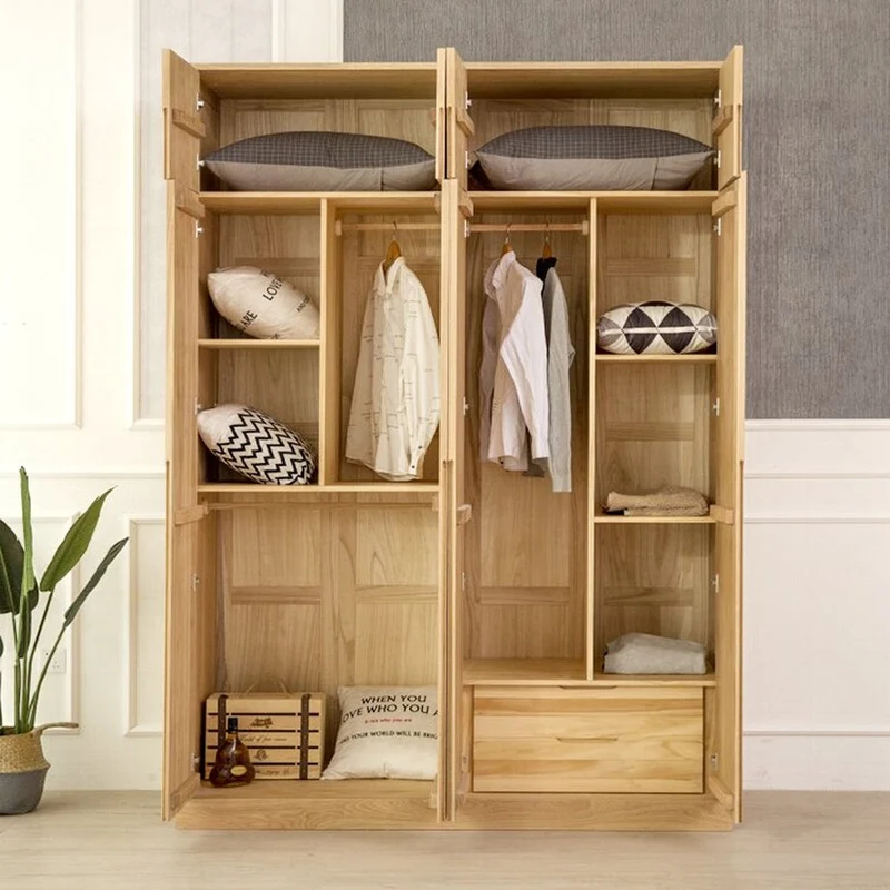 Lavish Custom White Oak Wood Wardrobe