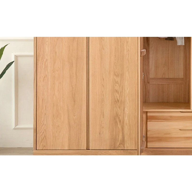 Lavish Custom White Oak Wood Wardrobe