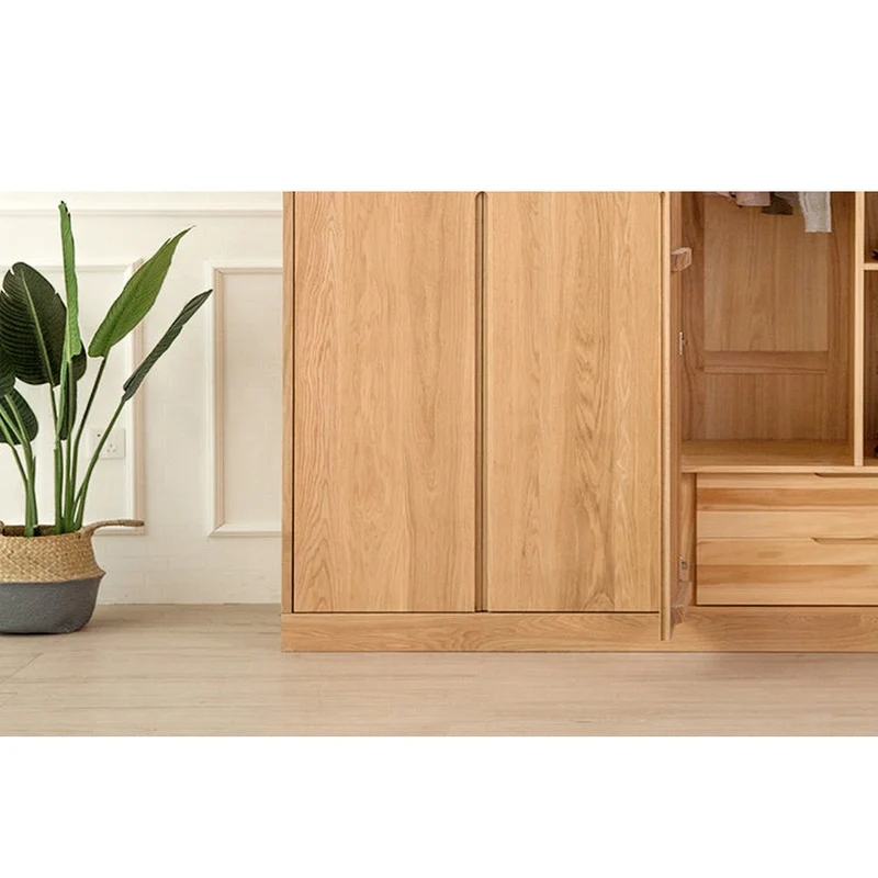 Lavish Custom White Oak Wood Wardrobe