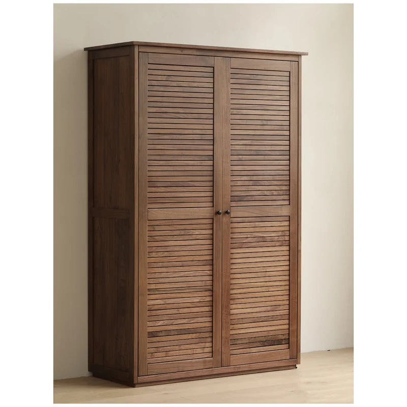 Sculptural Blinds Design Black Walnut Wood Wardrobe