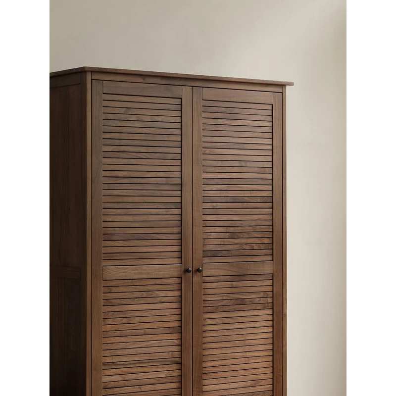 Sculptural Blinds Design Black Walnut Wood Wardrobe