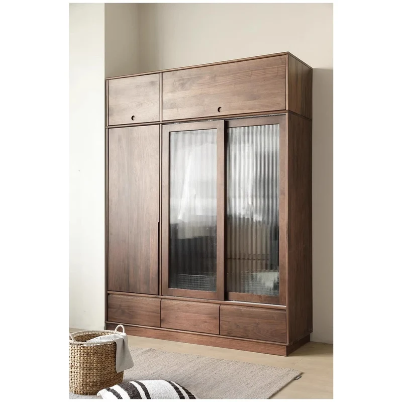 Fable High Glass Black Walnut Wood Closet