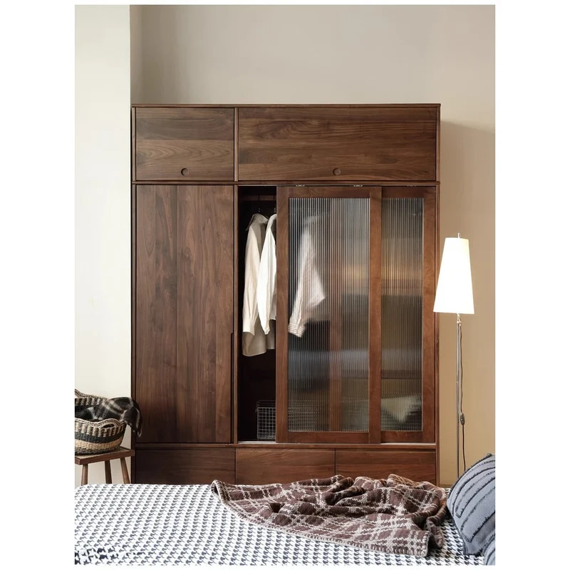 Fable High Glass Black Walnut Wood Closet