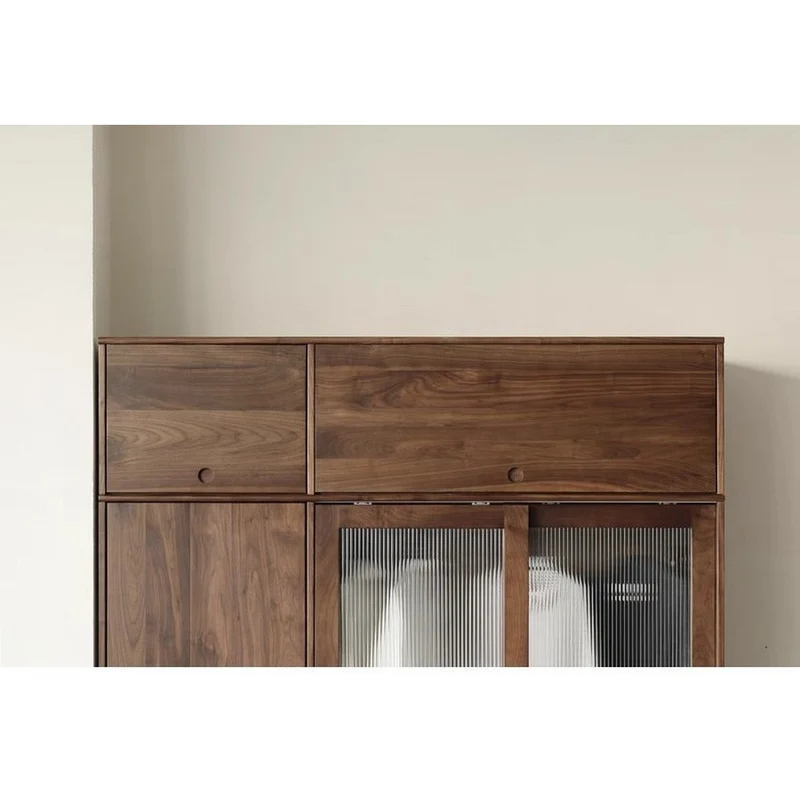 Fable High Glass Black Walnut Wood Closet