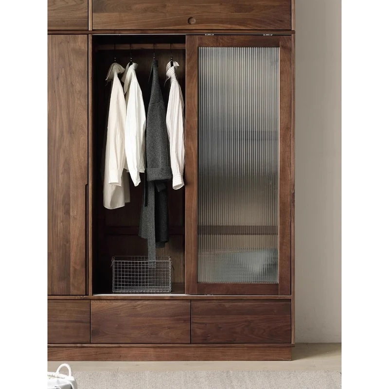 Fable High Glass Black Walnut Wood Closet