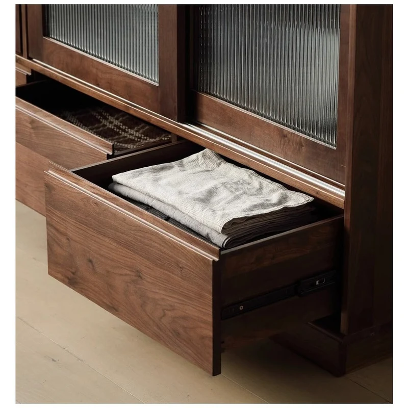 Fable High Glass Black Walnut Wood Closet