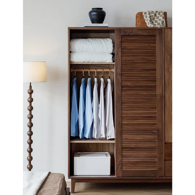 Charming Blinds Retro Black Walnut Wood Wardrobe