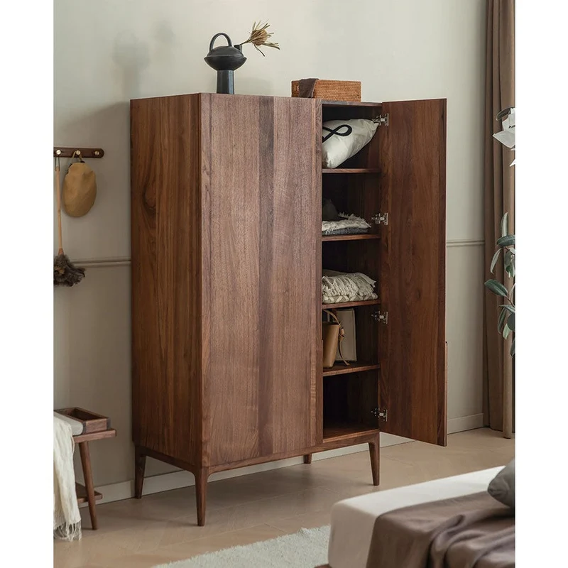 Sleek Modern Black Walnut Wood Armoire