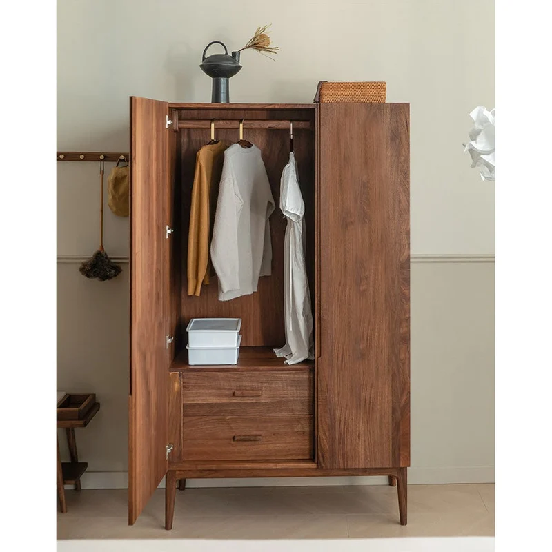 Sleek Modern Black Walnut Wood Armoire