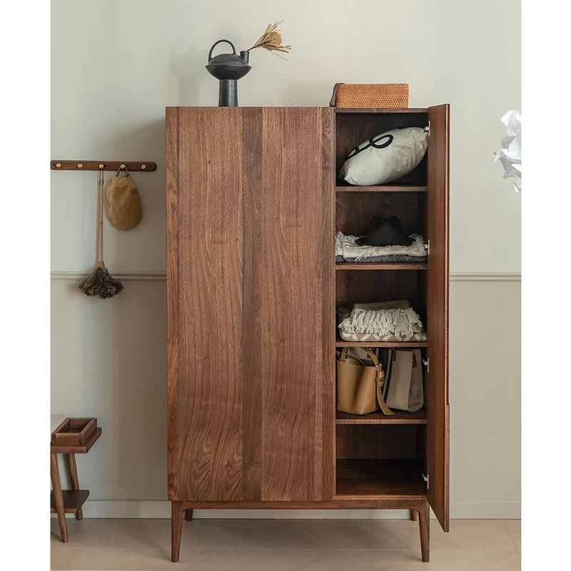 Sleek Modern Black Walnut Wood Armoire
