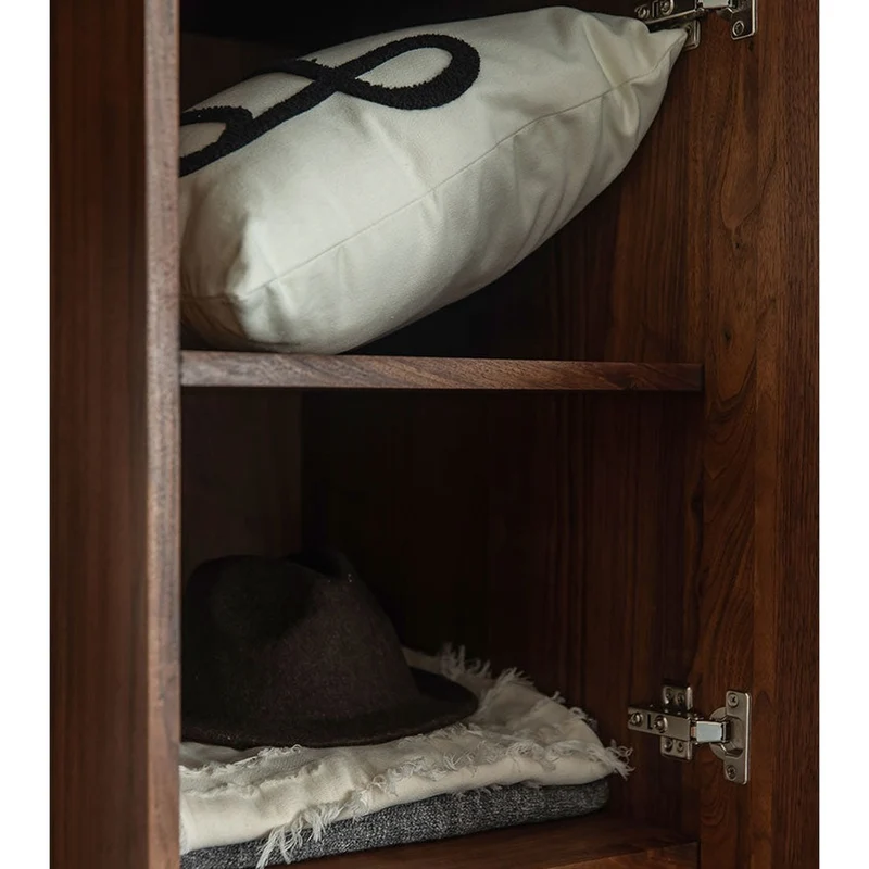 Sleek Modern Black Walnut Wood Armoire
