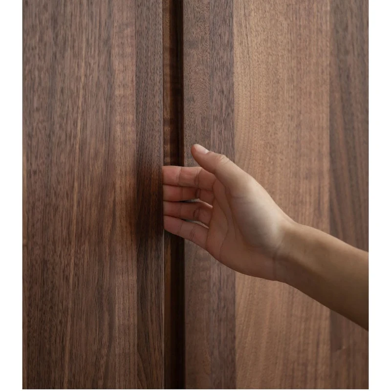 Sleek Modern Black Walnut Wood Armoire