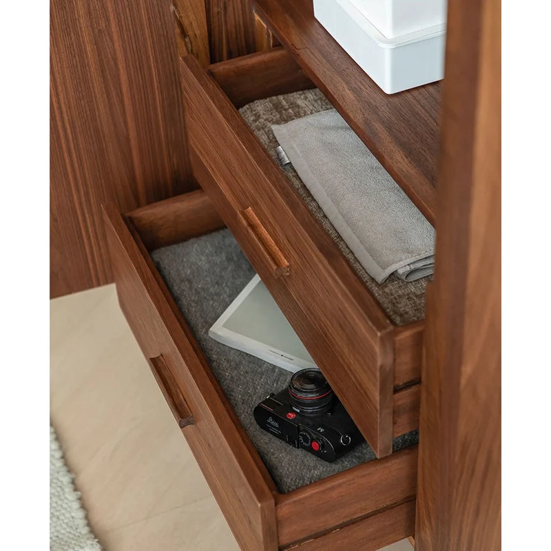 Sleek Modern Black Walnut Wood Armoire