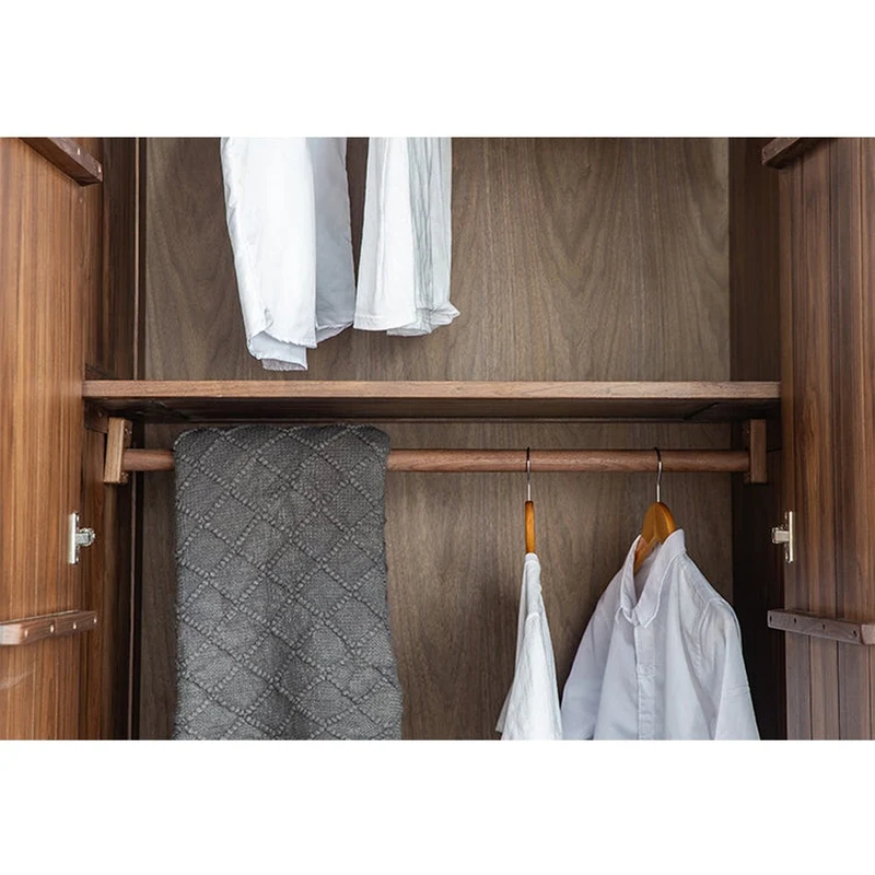 Sable 4-Door Black Walnut Wood Wardrobe