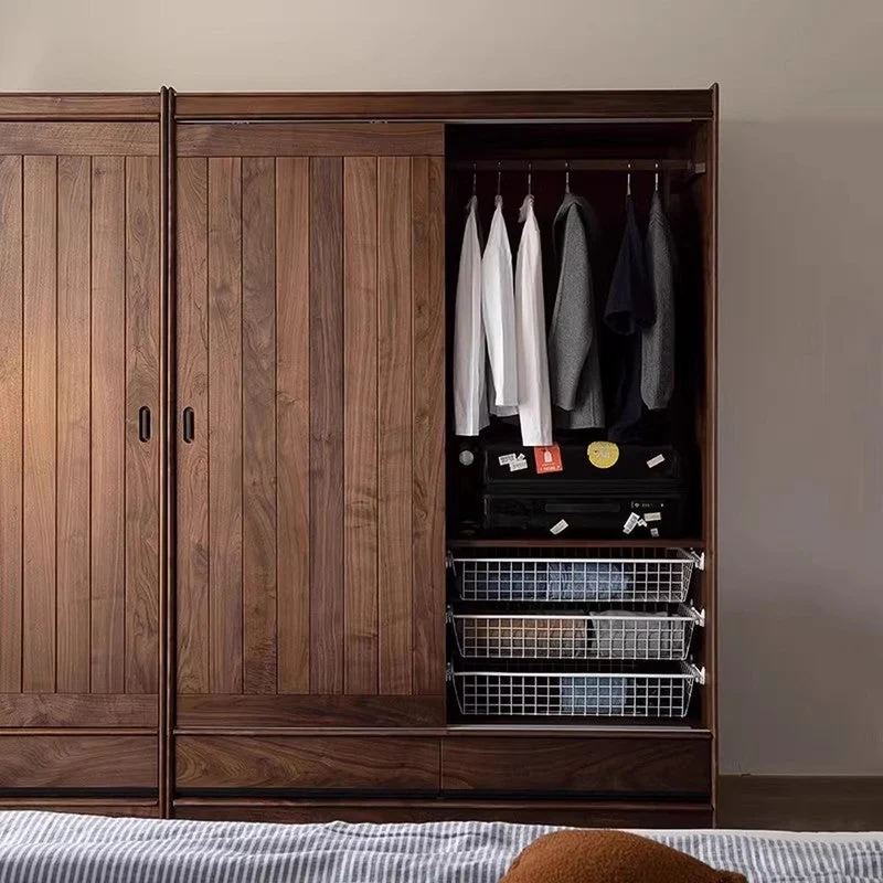 Sophisticated 2 Sliding Door Black Walnut Wood Wardrobe