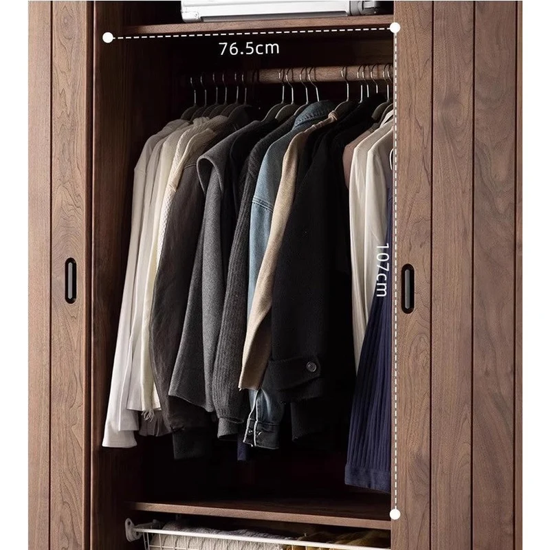Sophisticated 2 Sliding Door Black Walnut Wood Wardrobe