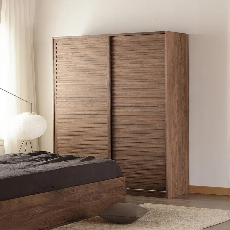 Venture Extendable Shelves Black Walnut Wood Wardrobe