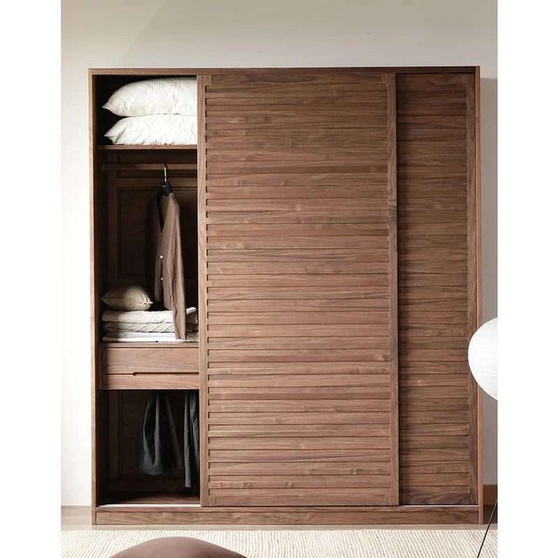 Venture Extendable Shelves Black Walnut Wood Wardrobe