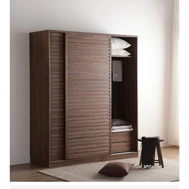 Venture Extendable Shelves Black Walnut Wood Wardrobe