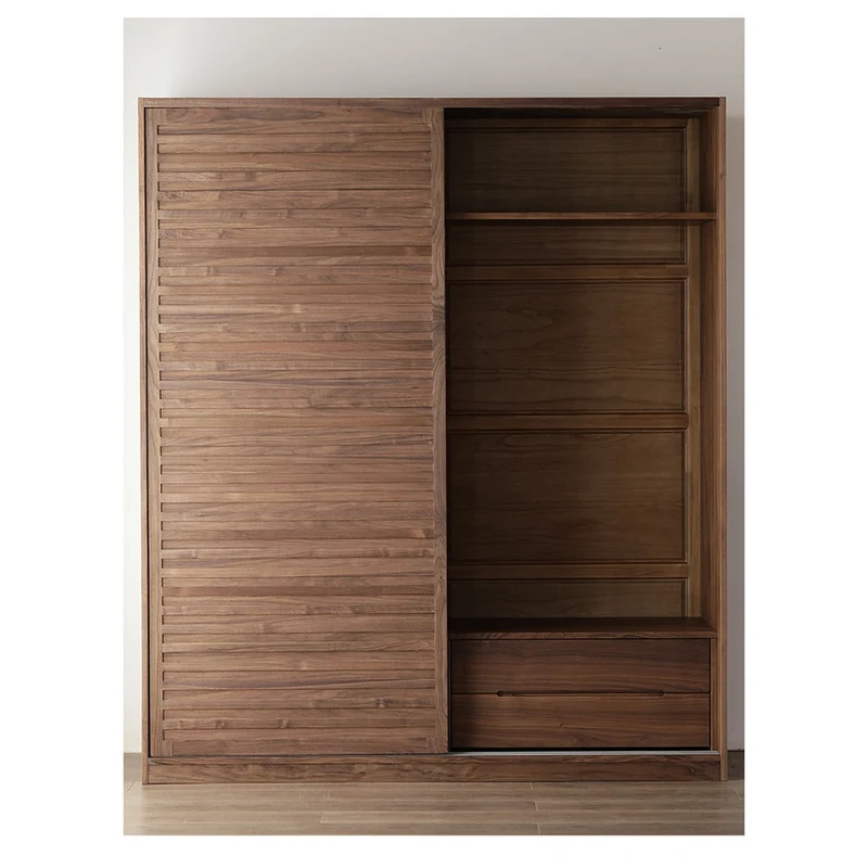 Venture Extendable Shelves Black Walnut Wood Wardrobe