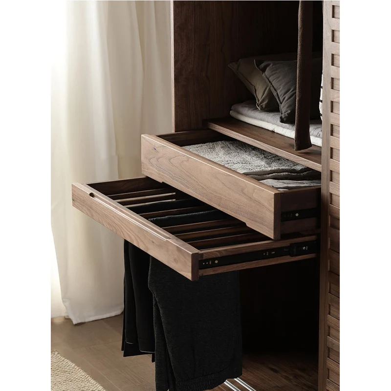 Venture Extendable Shelves Black Walnut Wood Wardrobe