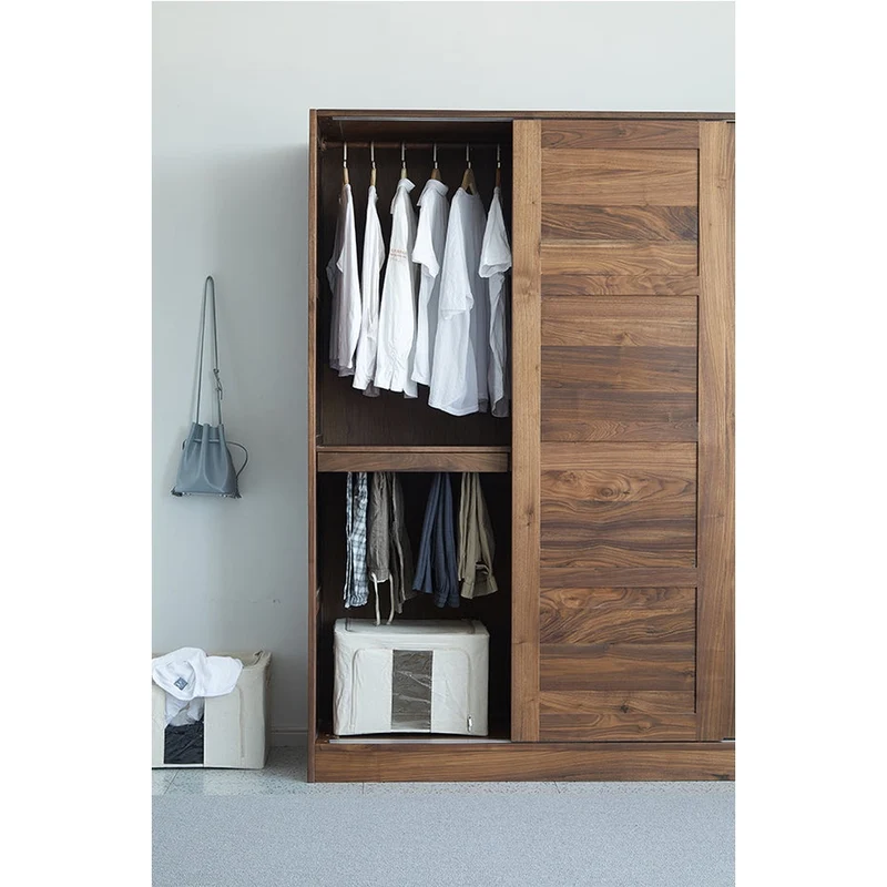Decorative Elements Walnut Wood Wardrobe with 3 Sliding Doors