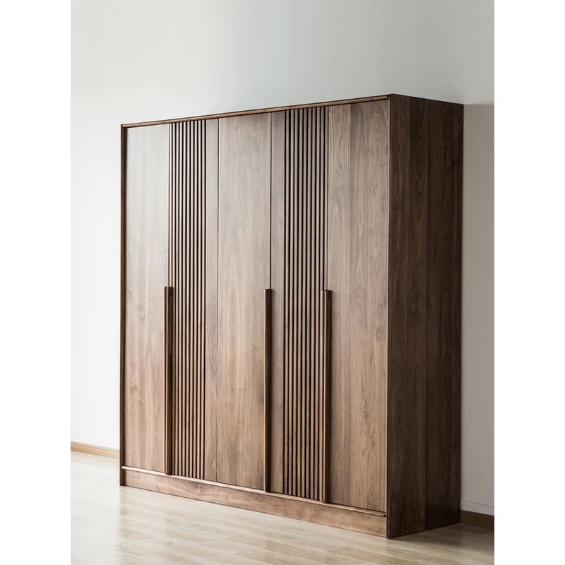 Opulent Black Walnut Wood Wardrobe with Designer Features