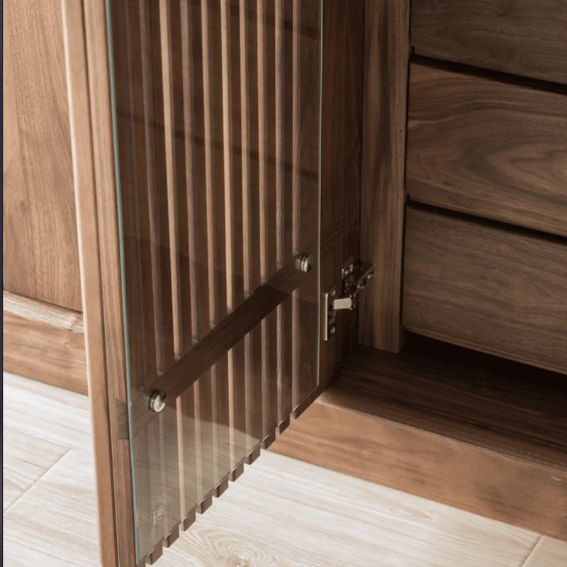 Opulent Black Walnut Wood Wardrobe with Designer Features