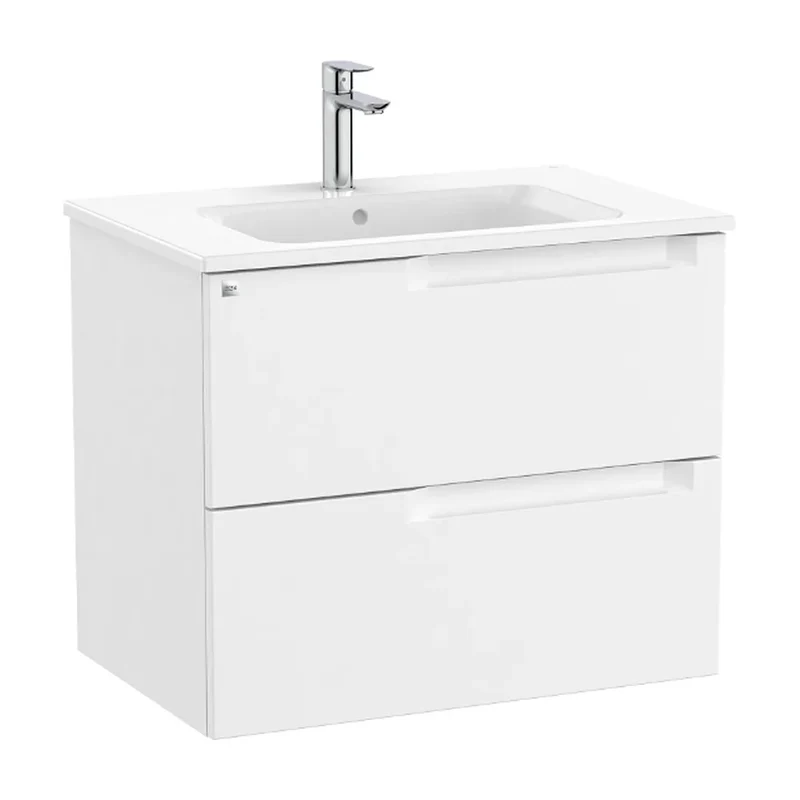 Mueble de baño con lavabo centrado de 70 cm de ancho en color blanco mate Aleyda Roca