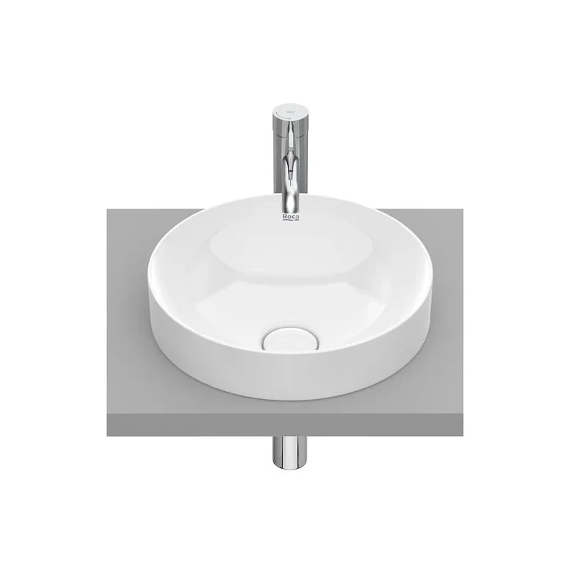 Lavabo de encimera de cerámica con un acabado en color blanco Inspira Round ROCA