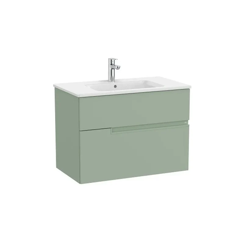 Mueble base suspendido dos cajones lavabo porcelana 80x46x58 cm Roca
