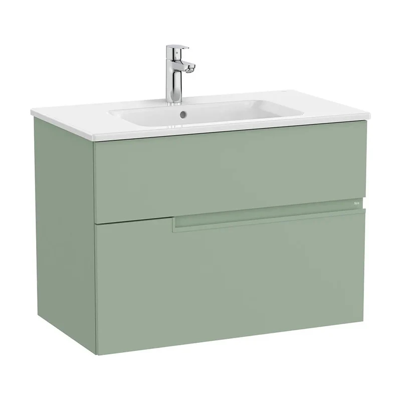 Mueble base suspendido dos cajones lavabo porcelana 80x46x58 cm Roca