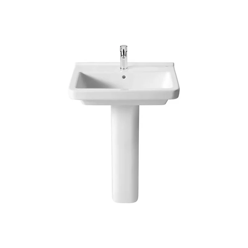 Lavabo con pedestal para cuarto de baño de 55 cm fabricado en porcelana de color blanco Dama Roca