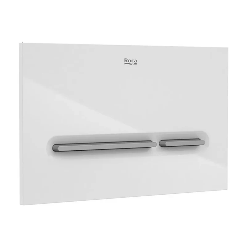 Placa con dos pulsadores para sistemas de doble descarga de color blanco y gris PL5 Dual One Roca