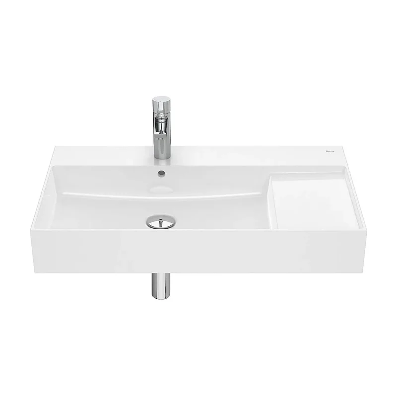 Lavabo de forma rectangular de 80 cm fabricado en fineceramic de color blanco Inspira Roca