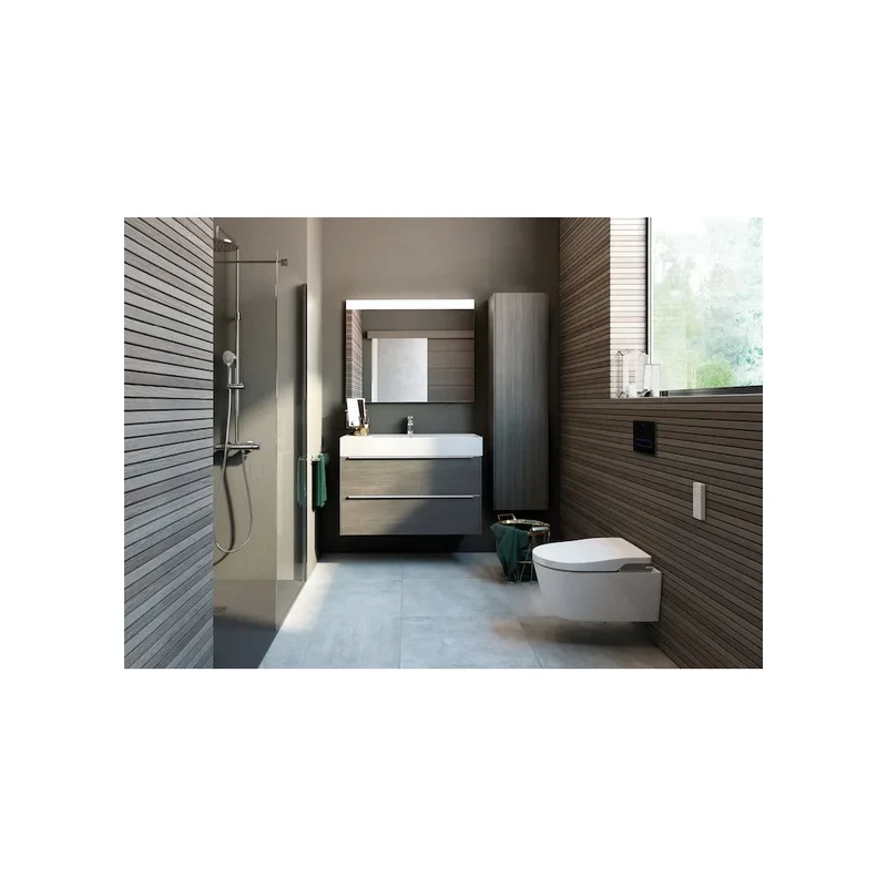 Lavabo de forma rectangular de 80 cm fabricado en fineceramic de color blanco Inspira Roca