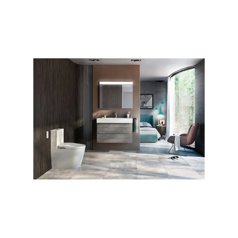Lavabo de forma rectangular de 80 cm fabricado en fineceramic de color blanco Inspira Roca