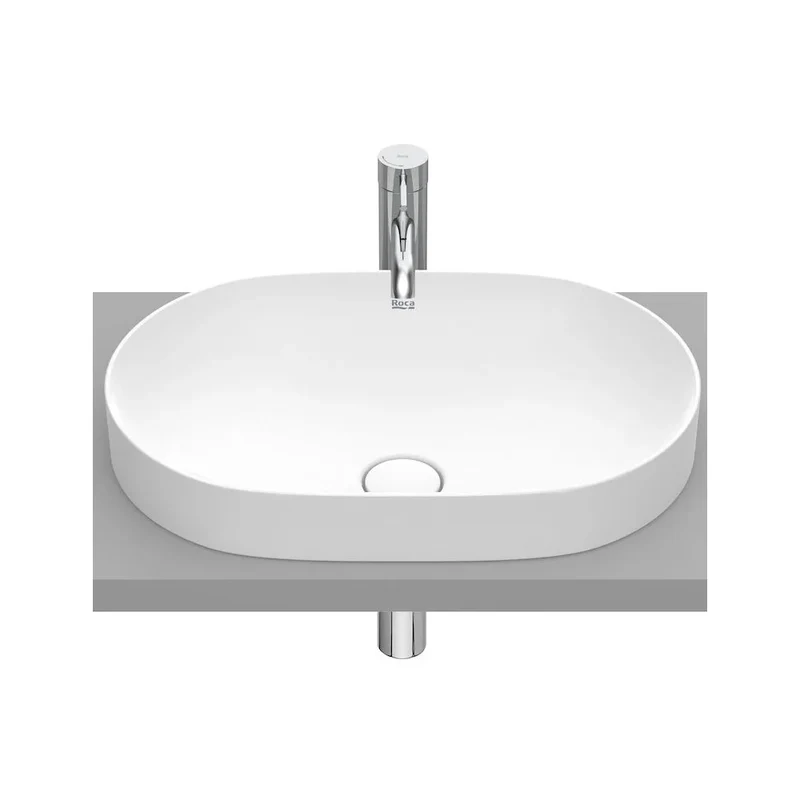 Lavabo de encimera de fineceramic con diseño ovalado en acabado blanco mate Round Inspira Roca