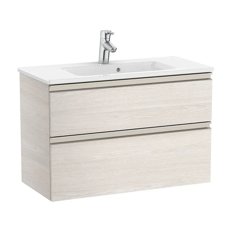 Mueble de baño compacto con lavabo y 2 cajones de 80 cm de ancho color fresno Unik The Gap Roca