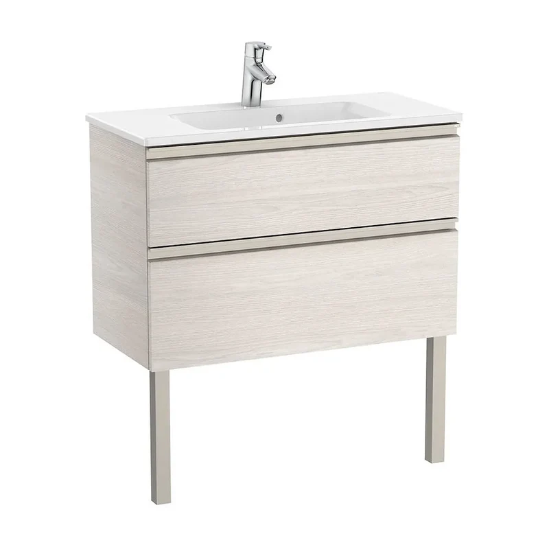 Mueble de baño compacto con lavabo y 2 cajones de 80 cm de ancho color fresno Unik The Gap Roca