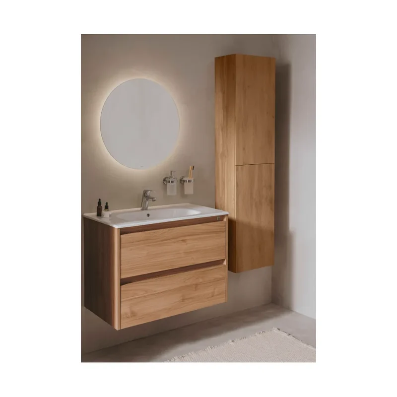 Mueble de baño con lavabo y dos cajones de 70 cm de ancho en color nogal Tenet Roca