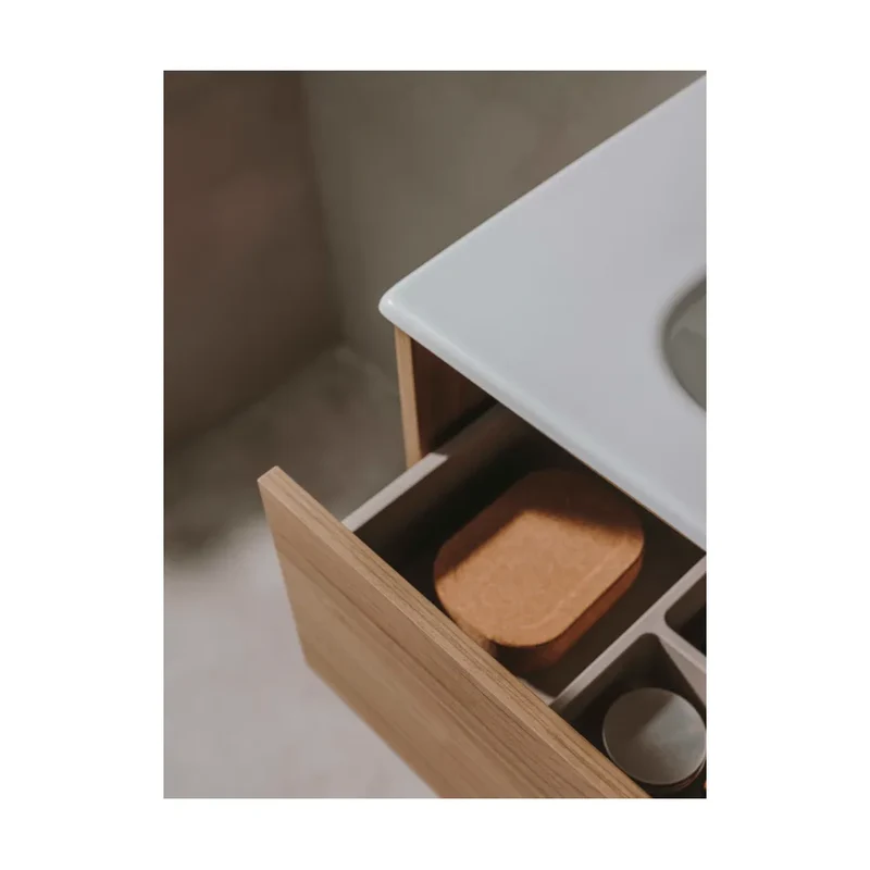 Mueble de baño con lavabo y dos cajones de 70 cm de ancho en color nogal Tenet Roca
