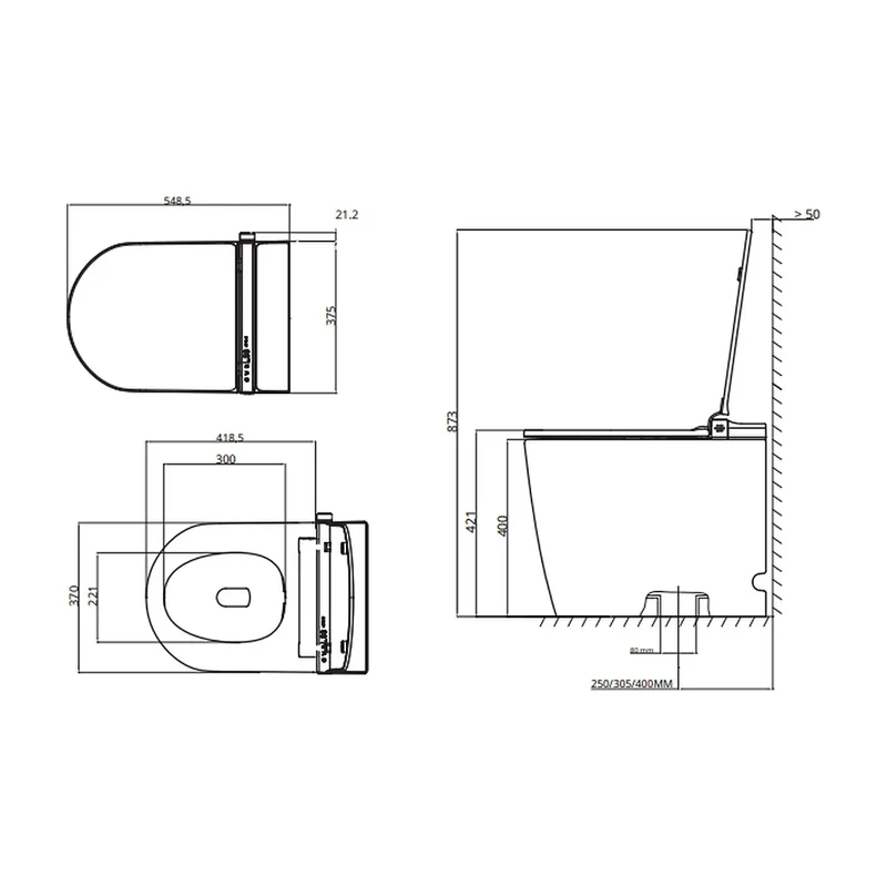 Asiento de Inodoro Inteligente Bidet Inodoro inteligente con asiento calefactable de secado ultra rápido para baño moderno iAnna SE Nashi