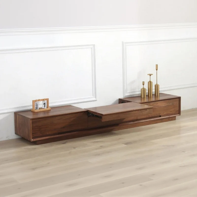 Tapestry Black Walnut Wood TV Stand for Projector with Track Board