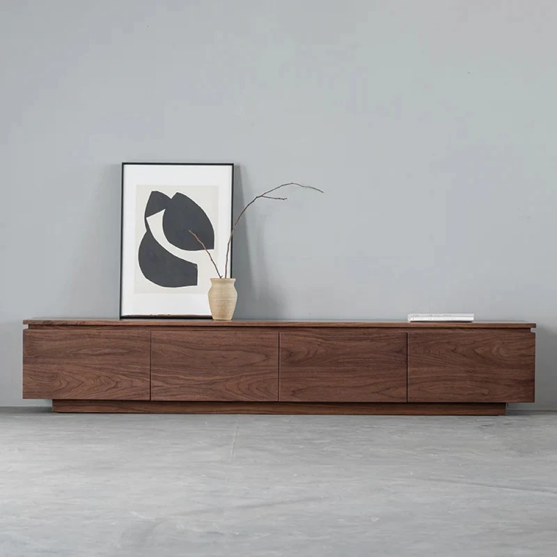 Hidden Appearance Black Walnut Wood TV Cabinet