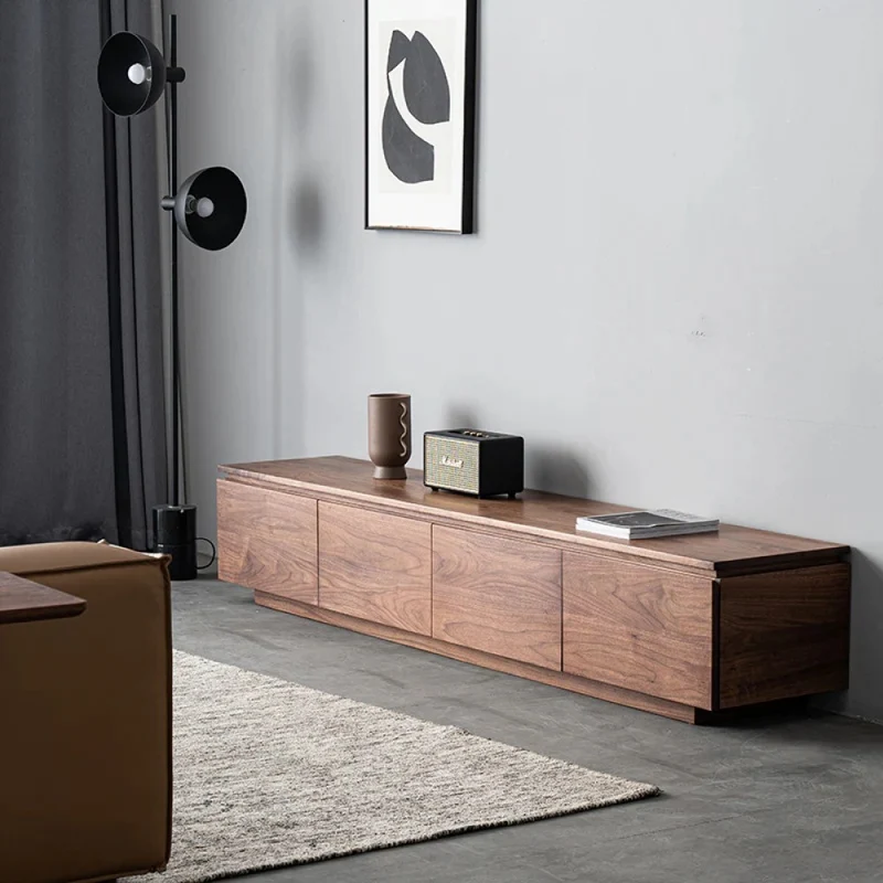 Hidden Appearance Black Walnut Wood TV Cabinet