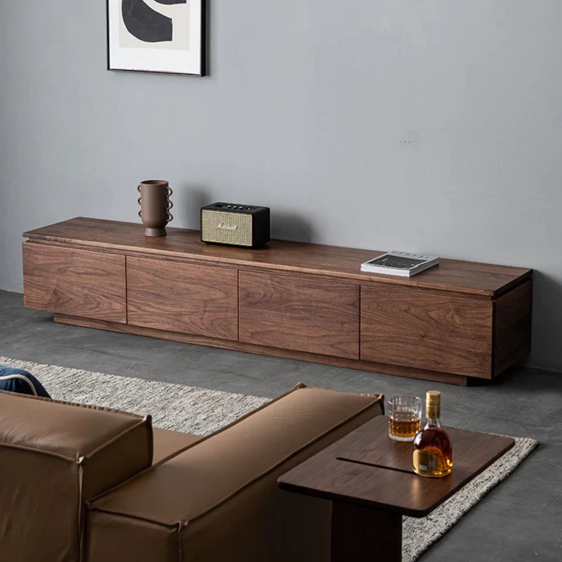 Hidden Appearance Black Walnut Wood TV Cabinet