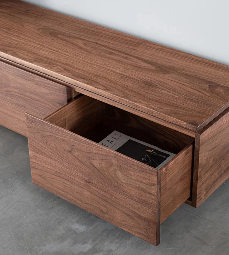 Hidden Appearance Black Walnut Wood TV Cabinet